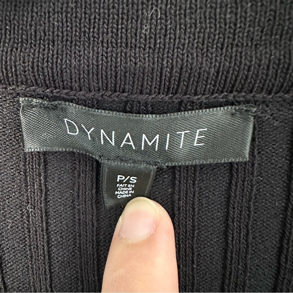 DYNAMITE BLACK RIBBED MAXI DRESS WITH  V-NECK, COLLAR & SIDE SLIT | SIZE SMALL - Picture 6 of 15